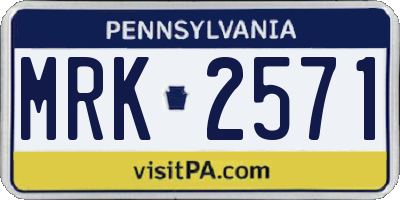 PA license plate MRK2571