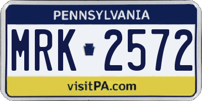 PA license plate MRK2572