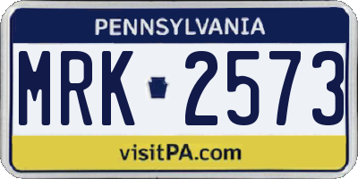 PA license plate MRK2573