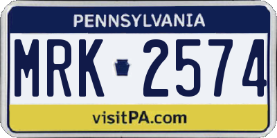 PA license plate MRK2574