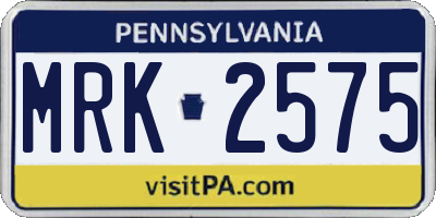 PA license plate MRK2575