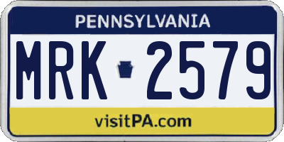 PA license plate MRK2579