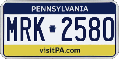 PA license plate MRK2580