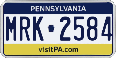 PA license plate MRK2584