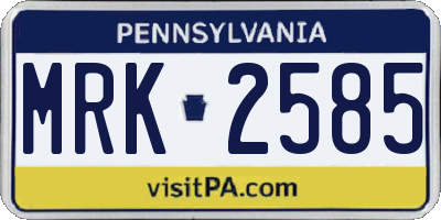 PA license plate MRK2585