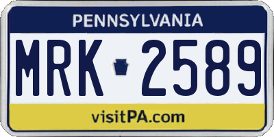 PA license plate MRK2589
