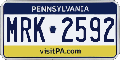 PA license plate MRK2592