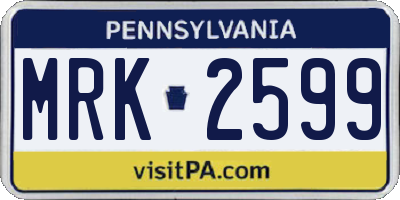 PA license plate MRK2599
