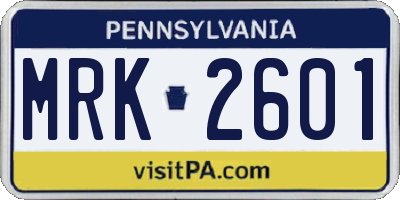 PA license plate MRK2601