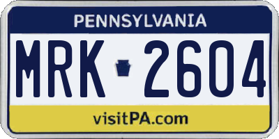 PA license plate MRK2604