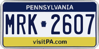 PA license plate MRK2607