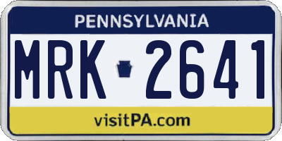 PA license plate MRK2641