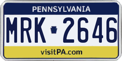 PA license plate MRK2646