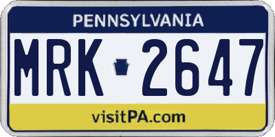 PA license plate MRK2647