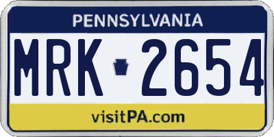 PA license plate MRK2654