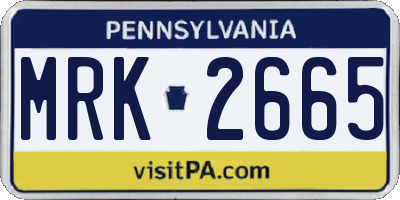 PA license plate MRK2665