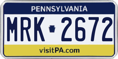 PA license plate MRK2672