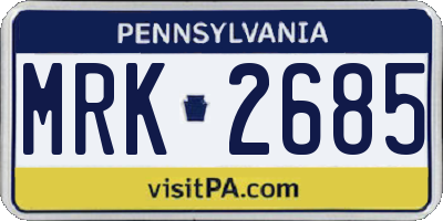PA license plate MRK2685