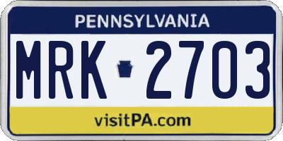 PA license plate MRK2703