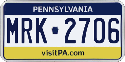 PA license plate MRK2706