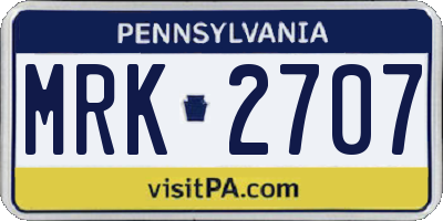 PA license plate MRK2707