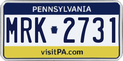 PA license plate MRK2731