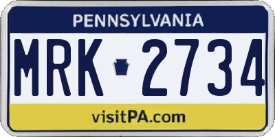 PA license plate MRK2734