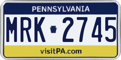 PA license plate MRK2745