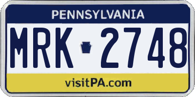 PA license plate MRK2748