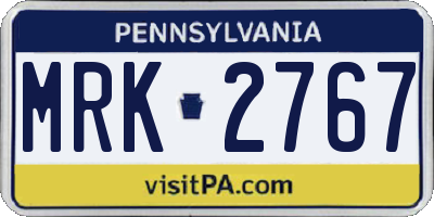 PA license plate MRK2767