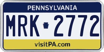 PA license plate MRK2772