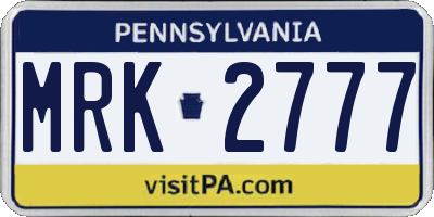 PA license plate MRK2777