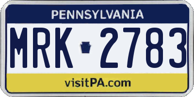 PA license plate MRK2783