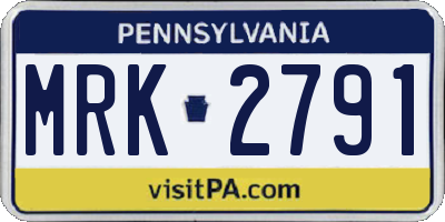 PA license plate MRK2791