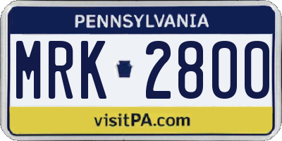 PA license plate MRK2800