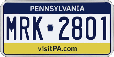 PA license plate MRK2801