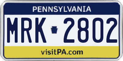 PA license plate MRK2802