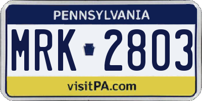 PA license plate MRK2803