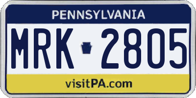 PA license plate MRK2805