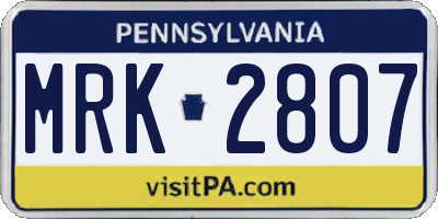PA license plate MRK2807