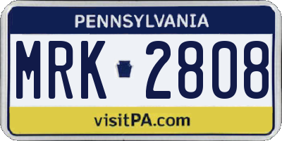 PA license plate MRK2808
