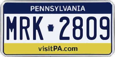 PA license plate MRK2809