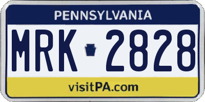 PA license plate MRK2828