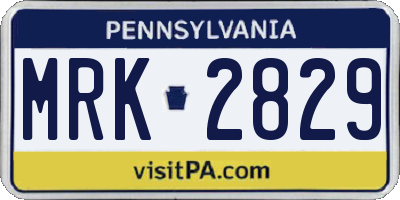 PA license plate MRK2829