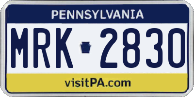 PA license plate MRK2830