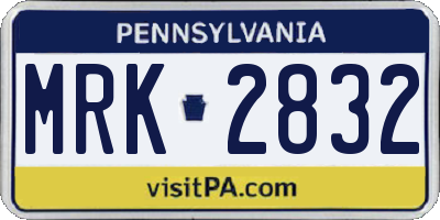 PA license plate MRK2832