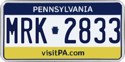 PA license plate MRK2833