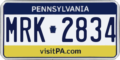PA license plate MRK2834