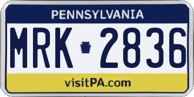 PA license plate MRK2836
