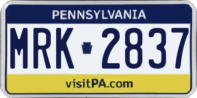 PA license plate MRK2837